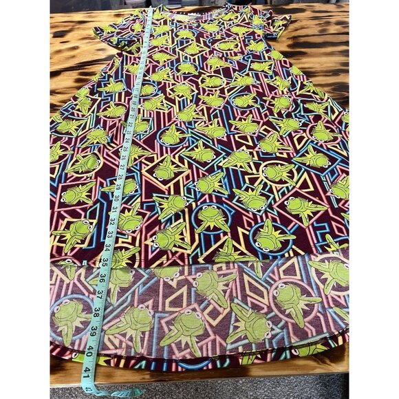 LulaRoe Size XXS kermit the frog Carly Dress Cartoon Designer Preppy Colorful - Picture 3 of 8